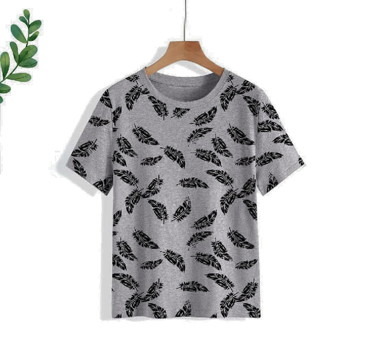 Short Sleeves Leaf Designing T-Shirt For Mans & Boys