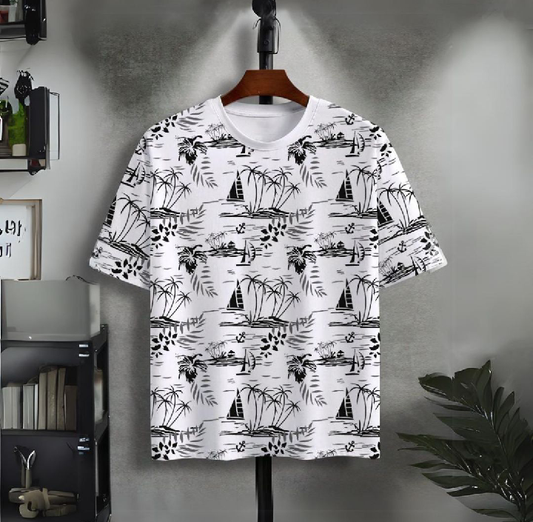 Short Sleeves Ships Designing White T-Shirt 100% Cotton